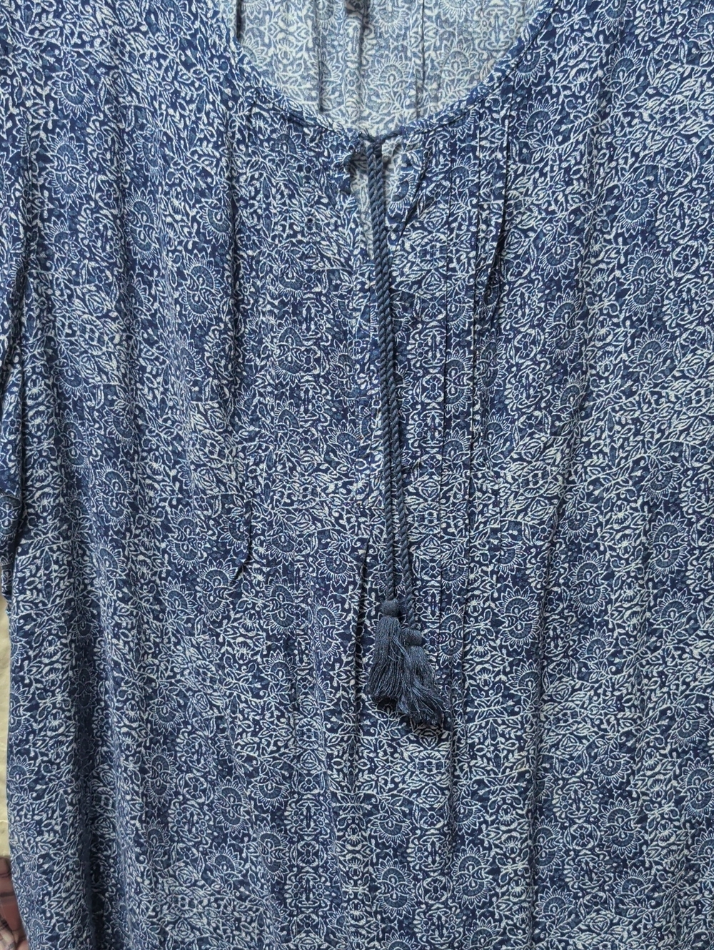 Sonoma Navy Blue Printed Tie-Front Tunic